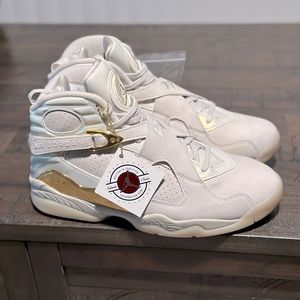 Jordan 8 Confetti’s White/Cream and Gold
